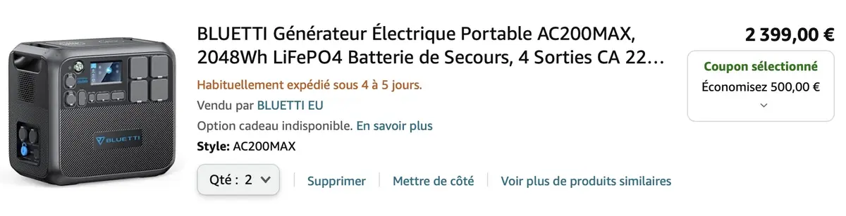 La batterie nomade Bluetti AC200MAX 2kWh à seulement 1899€ (-500€) pour les soldes