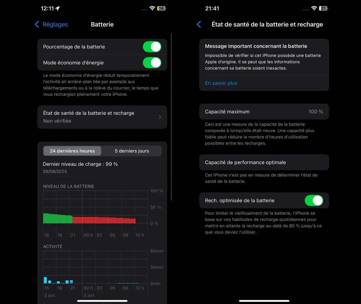 iPhone 12 Pro sous iOS 18.1 beta 3