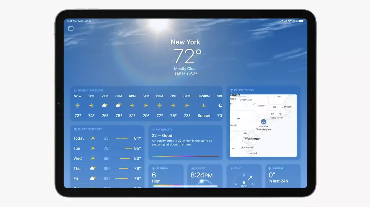 iPadOS 16 : un mode Collaboration, Stage Manager  et surtout une app Météo !