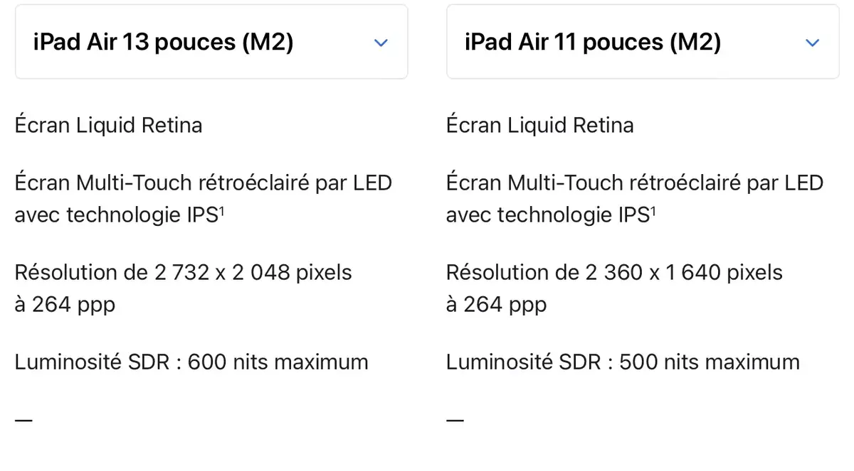 L'écran de l'iPad Air 13 pouces est plus lumineux que celui du 11 pouces !