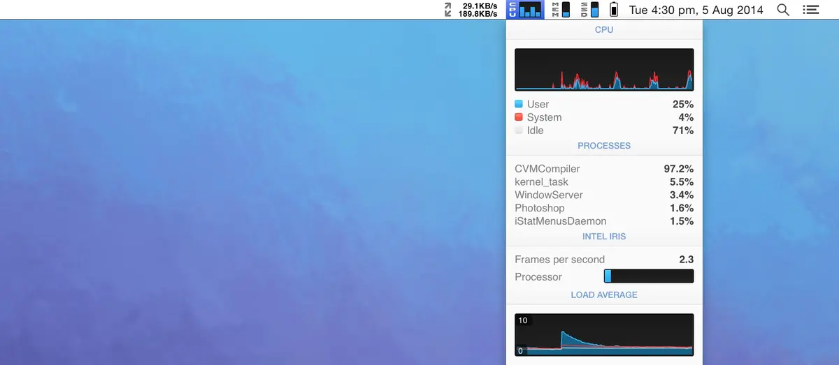 iStat Menus rafraichit son interface pour Yosemite