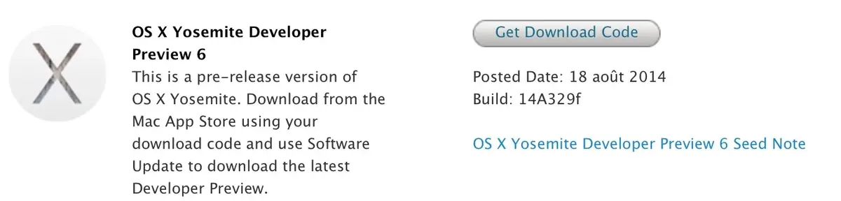 Yosemite DP6 est disponible !