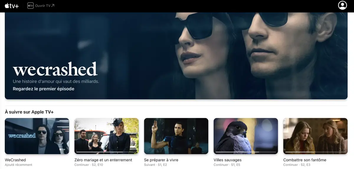 Le site web d'TV+ affiche enfin une file d'attente des contenus