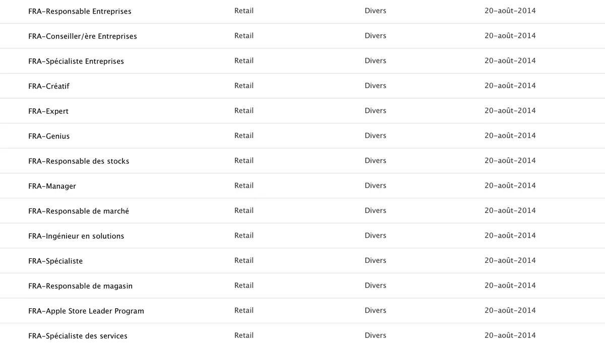 14 nouvelles offres d'emploi "mystère" chez Apple France (pour l'Apple Store de Lille ?)