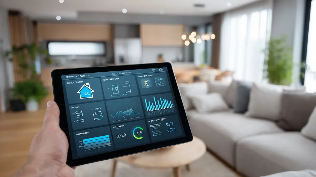 une tablette affichant le panneau de contr&ocirc;le des &eacute;quipements domotiques de la maison