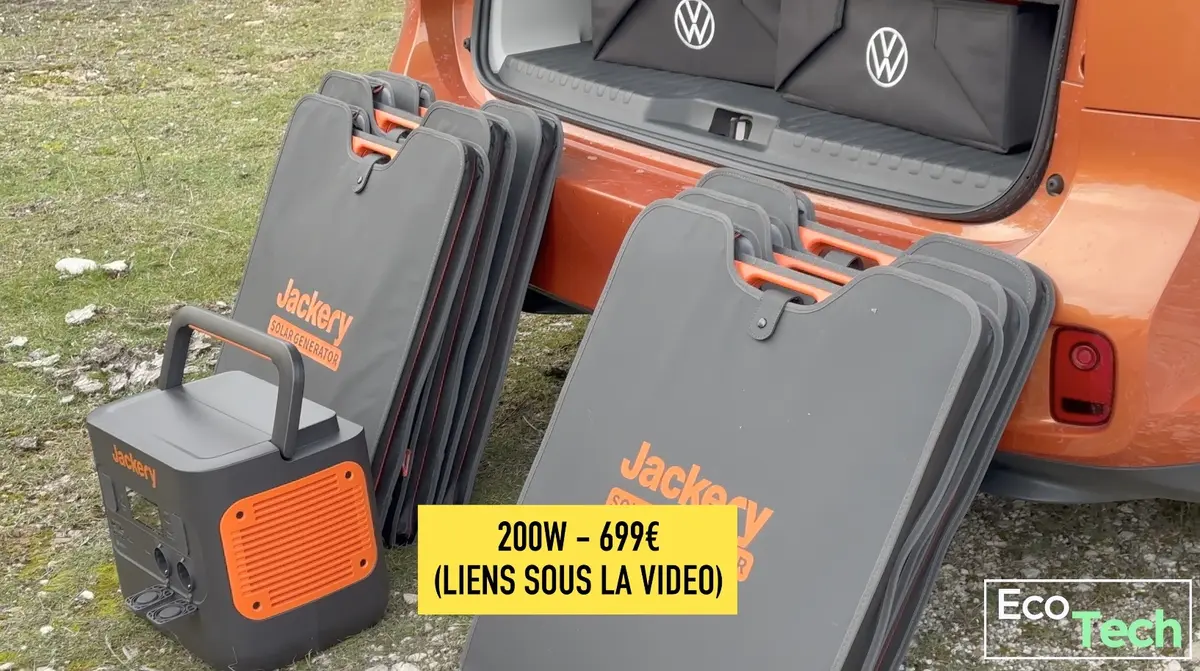 Test batterie Jackery Explorer 2000 Pro : on charge un van électrique avec des panneaux solaires