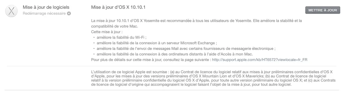 OS X Yosemite 10.10.1 également disponible