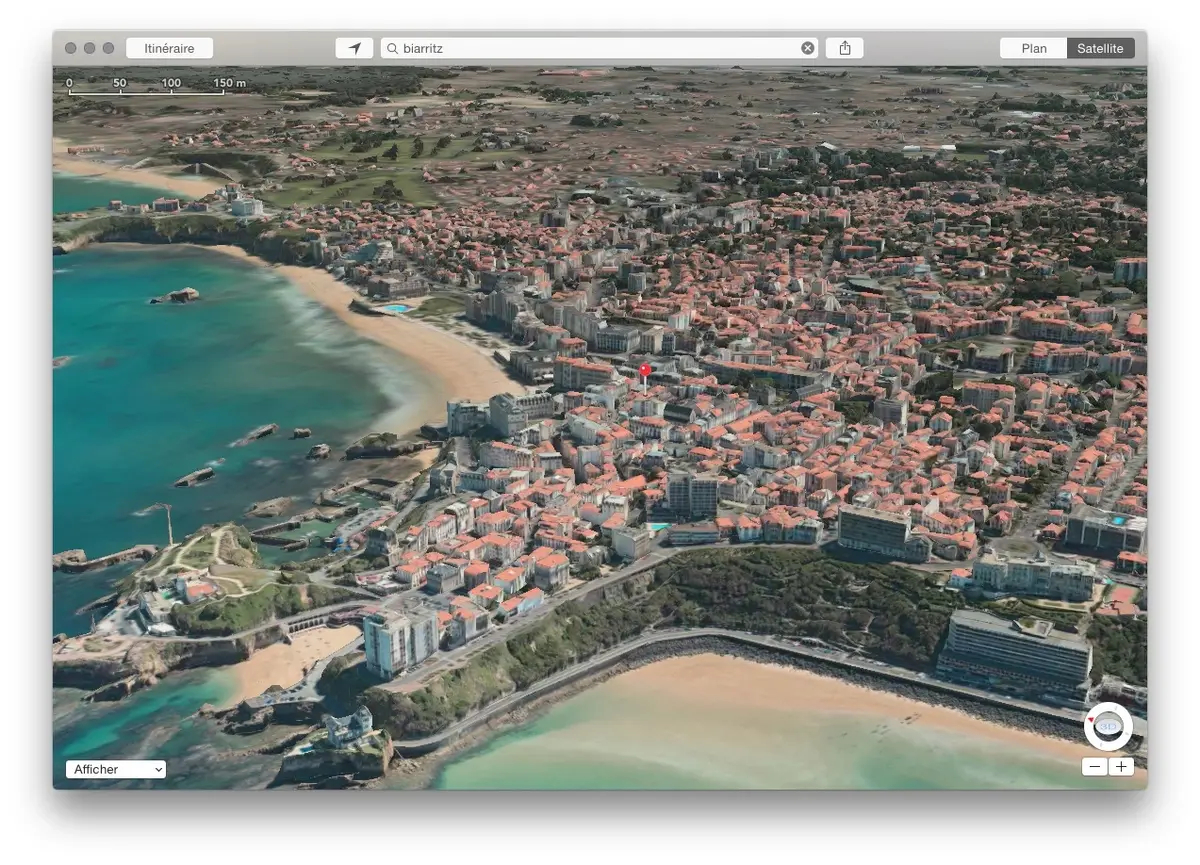 Avignon, Biarritz et Perpignan en 3D (FlyOver) sur l'application "Plans"