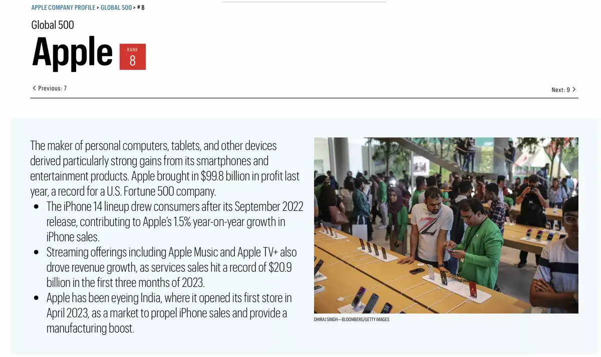 Apple perd une place dans le Fortune 500 !