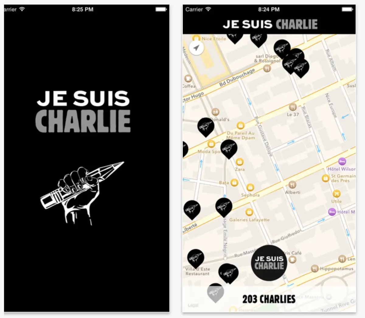 Une application #JeSuisCharlie pour géolocaliser les manifestants