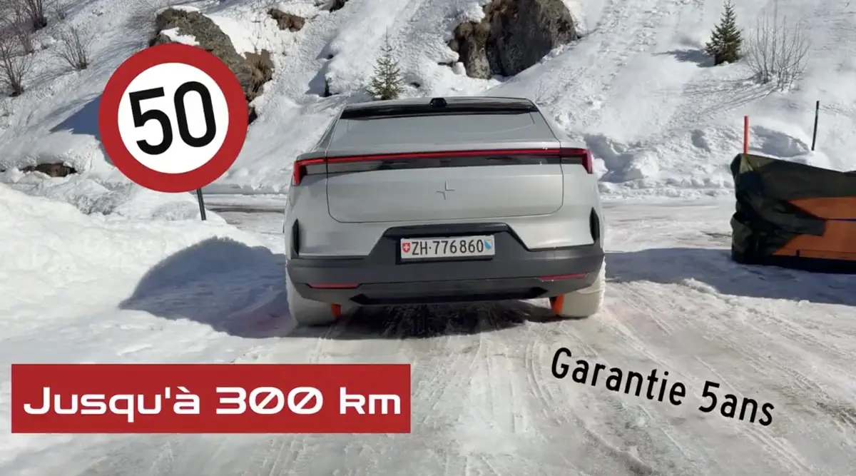 On a plant&eacute; une Polestar 4 Propulsion dans la neige pour tester les chaussettes ISSE (vid&eacute;o)