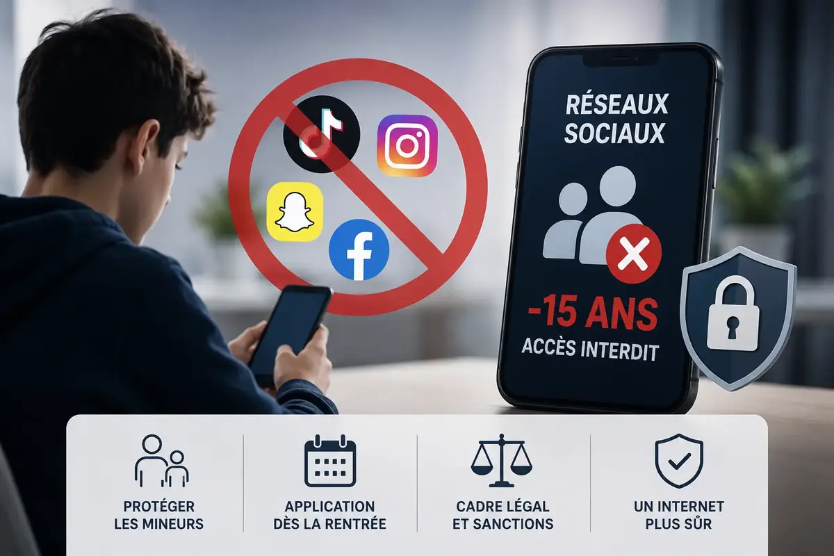 R&eacute;seaux sociaux interdiction - 15 ans