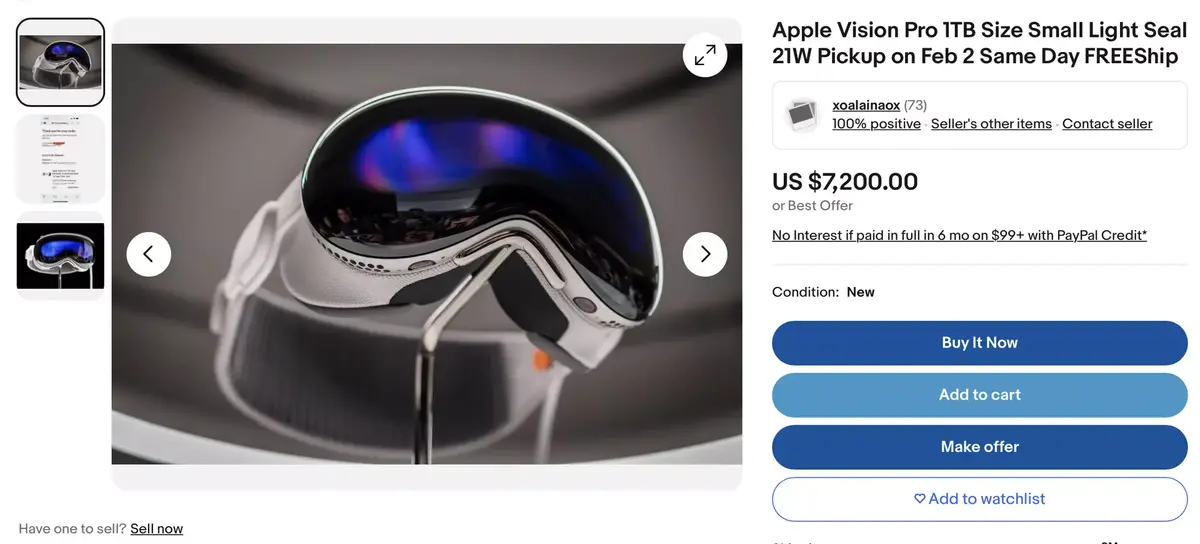 Le Vision Pro atteint des prix hallucinants sur eBay !