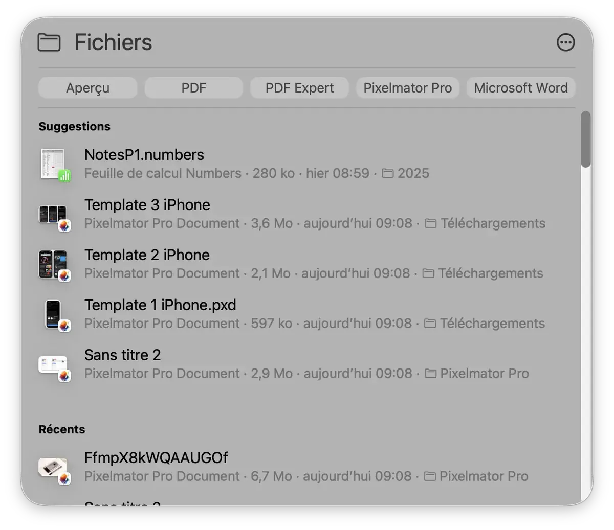 Exemple d'affichage par liste.