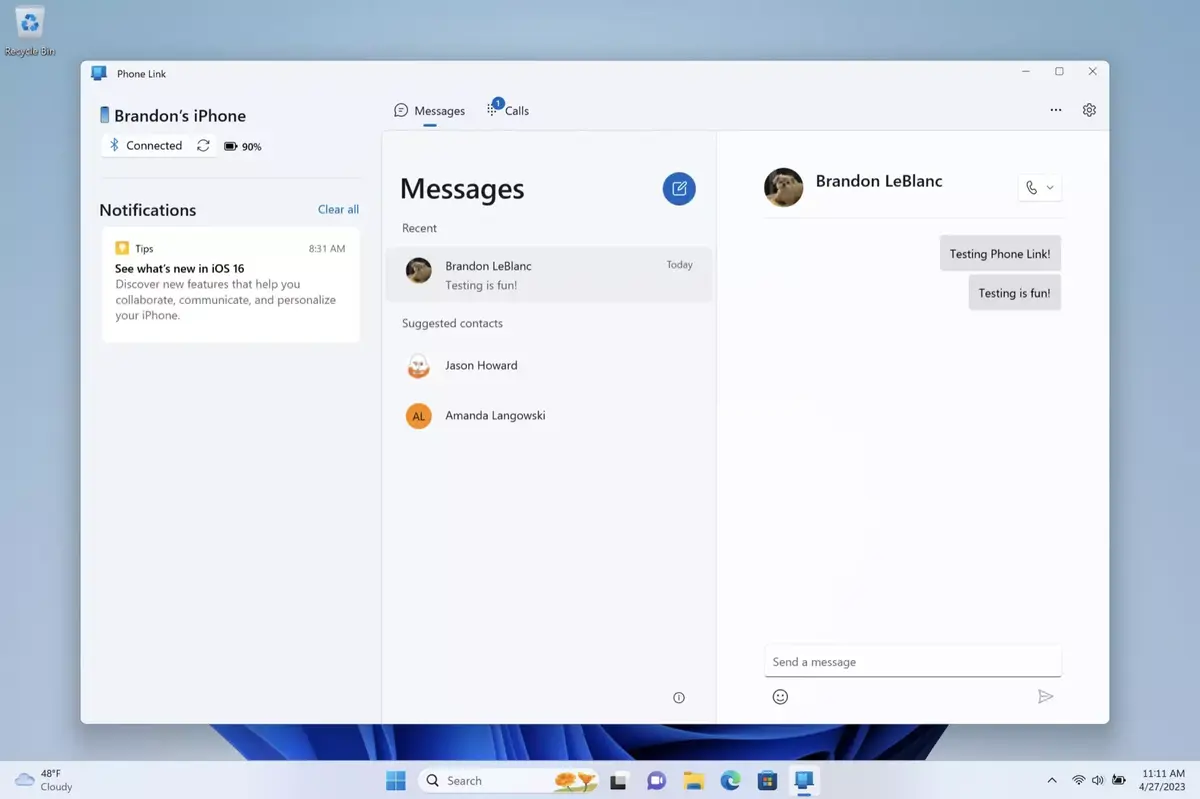 Windows 11 prend en charge iMessage et les appels depuis un iPhone !