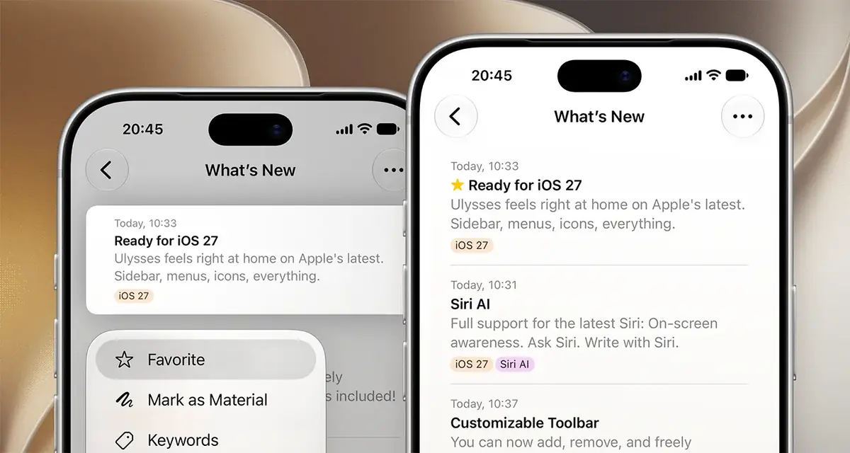 Ulysses iOS27 macOS 27