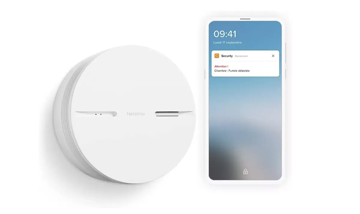D&eacute;tecteur de fum&eacute;e Netatmo HomeKit Soldes prix le plus bas pas cher promo