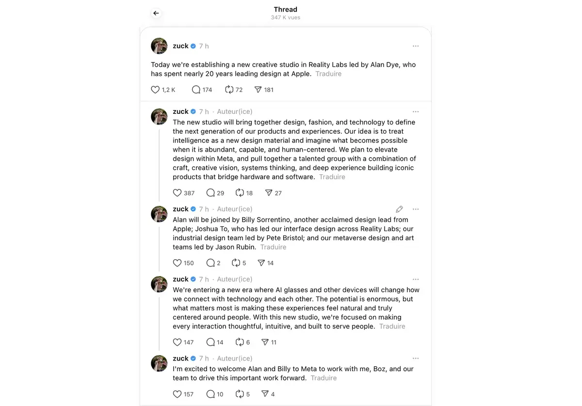 Pourquoi Mark Zuckerberg a recruté le chef du design d’Apple ? Il dévoile tout !