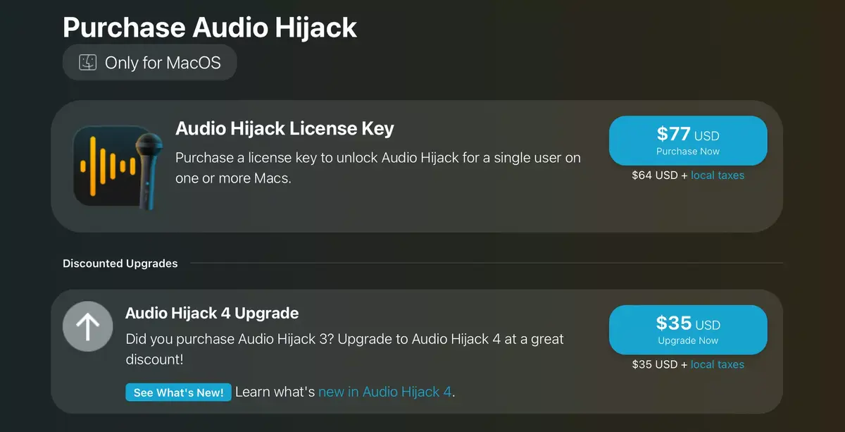 La boîte à outil Audio Hijack propose la transcription automatique d'OpenAI