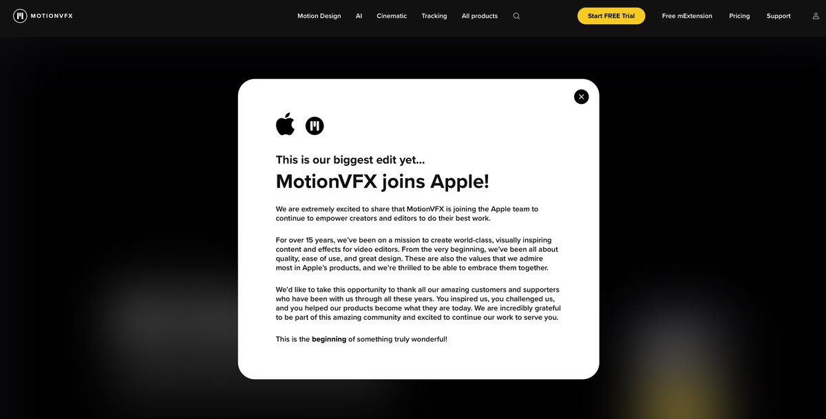 Apple rach&egrave;te MotionVFX, sp&eacute;cialiste des effets visuels pour Final Cut Pro