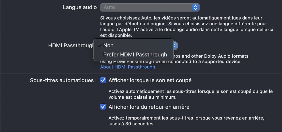 L'HDMI Passthroough dans l'App Apple TV