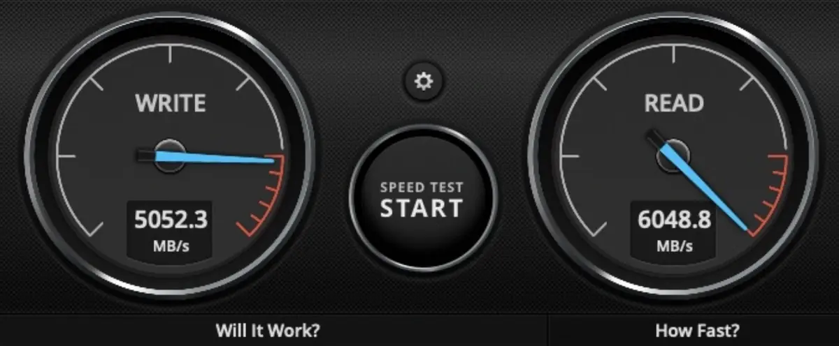 D&eacute;bits obtenus sur mon Mac en Thunderbolt 5