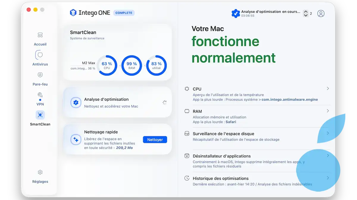 Intego ONE nettoyeur de fichiers SmartClean