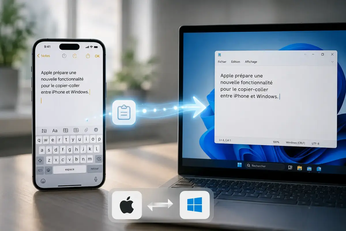 Apple pr&eacute;pare enfin le copier-coller direct entre iPhone et Windows