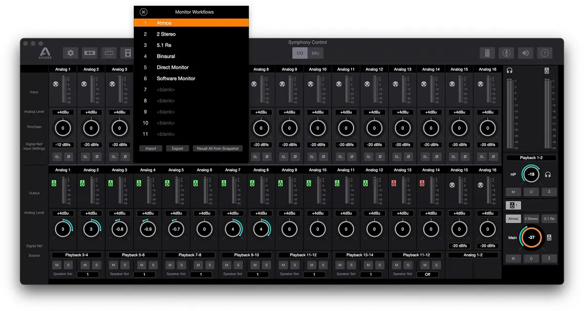 La Symphony I/O MkII d'Apogee gère désormais le monitoring en Dolby Atmos