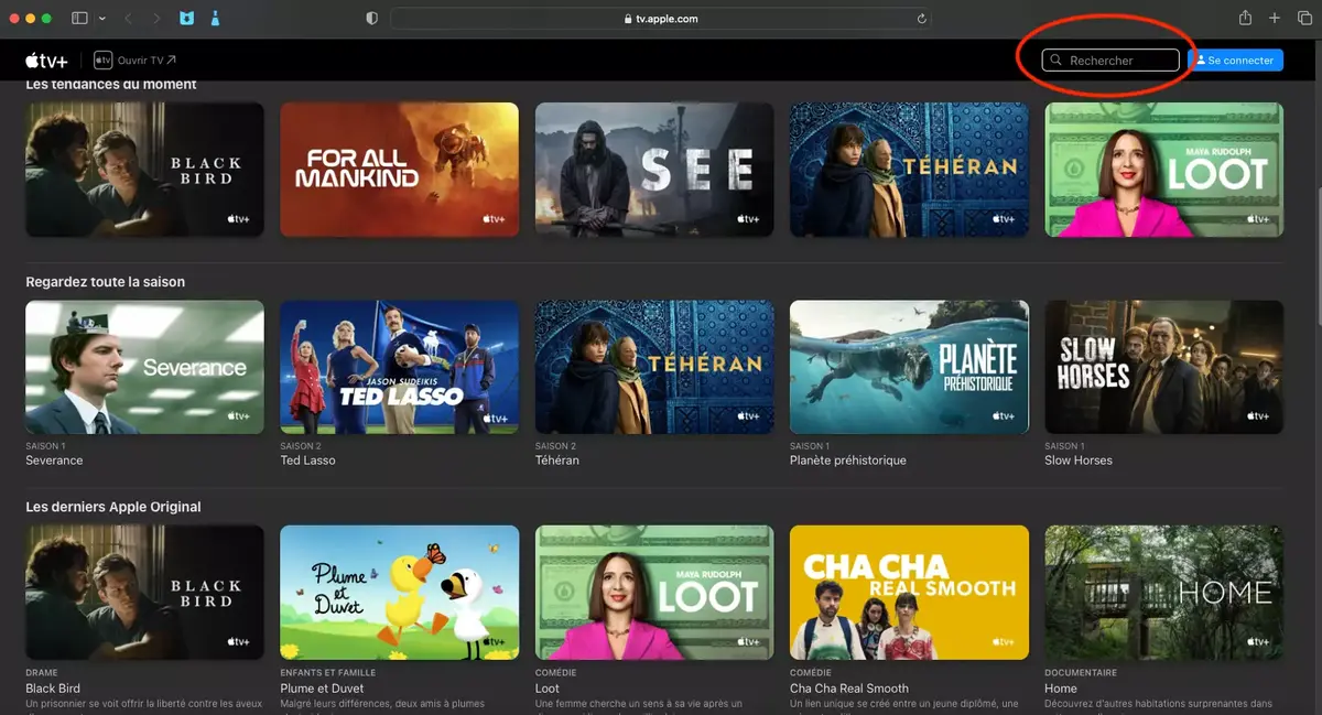 Le site Web d'Apple TV+ permet désormais d'effectuer une recherche (wow)