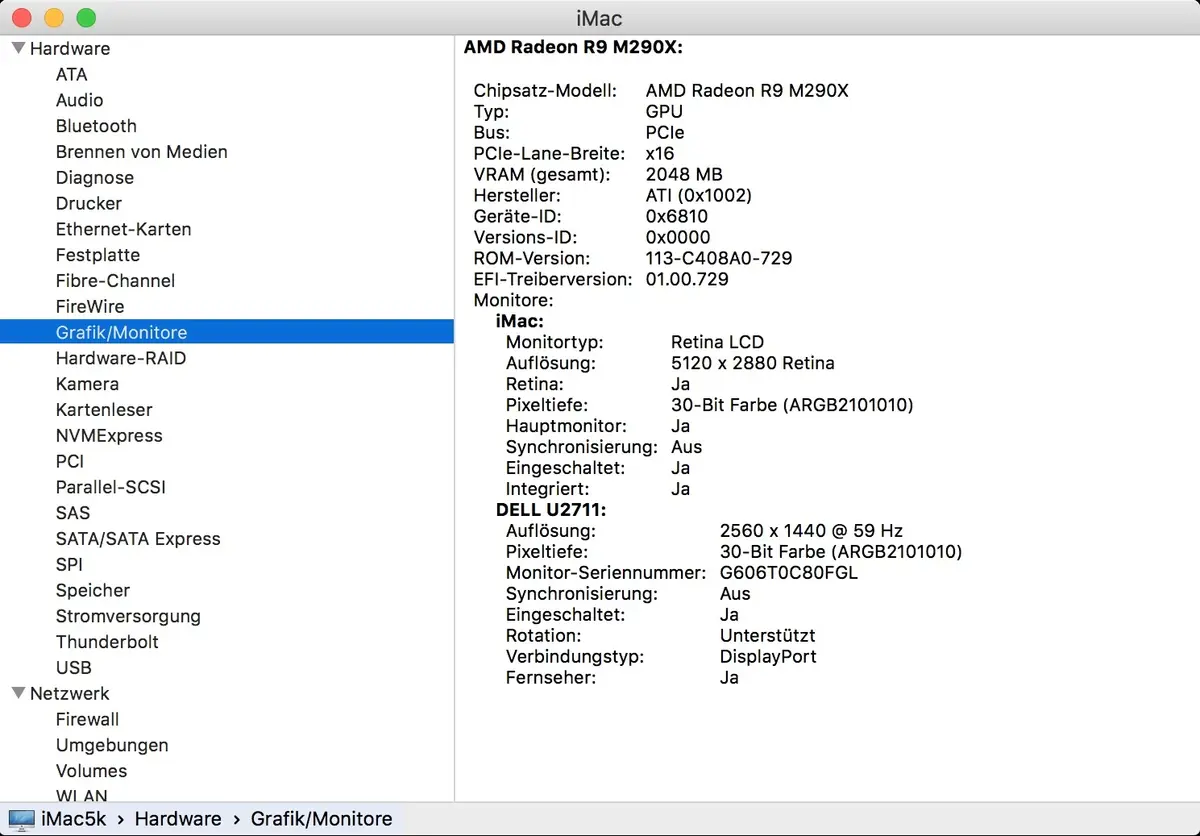 L'Iris Pro 6200 de l'iMac 4k pas assez puissante pour coder les couleurs sur 10 bit