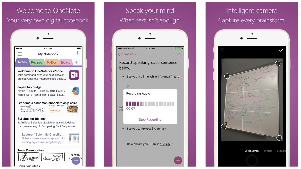 Microsoft OneNote enregistre des mémos audio et supporte 3D Touch