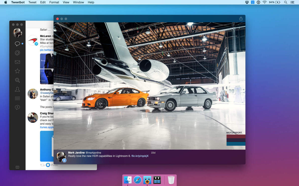 Tweetbot partage et occupe tout l'écran du Mac sur El Capitan