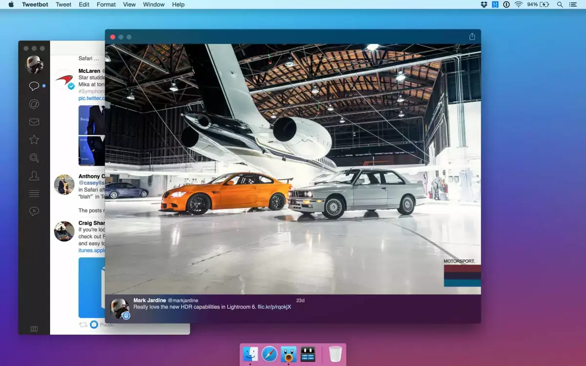 Tweetbot partage et occupe tout l'écran du Mac sur El Capitan