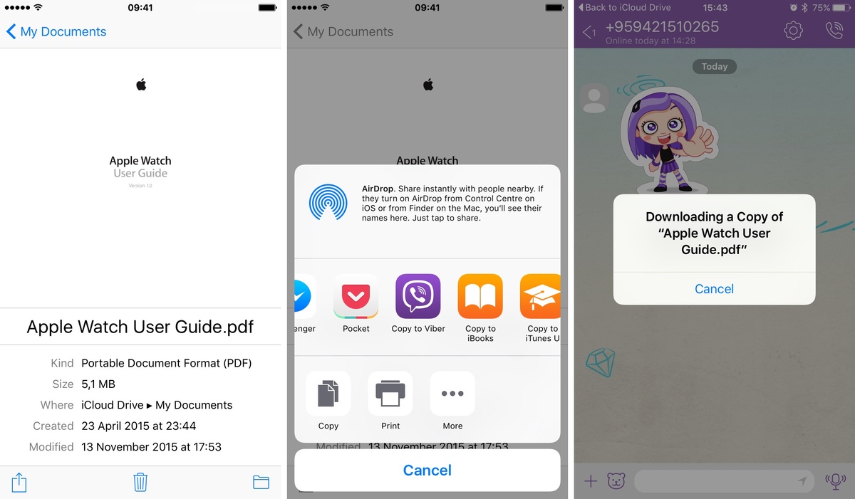 Viber sait annuler l'envoi d'un message et partager depuis des apps tierces