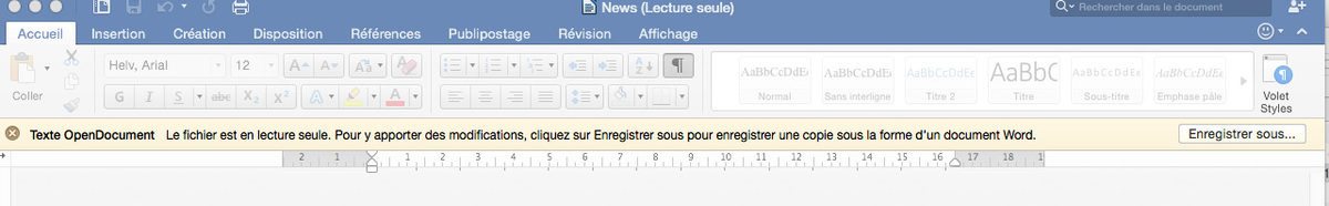Office 2016 (Mac) prétend être compatible OpenDocument, mais dans les faits...