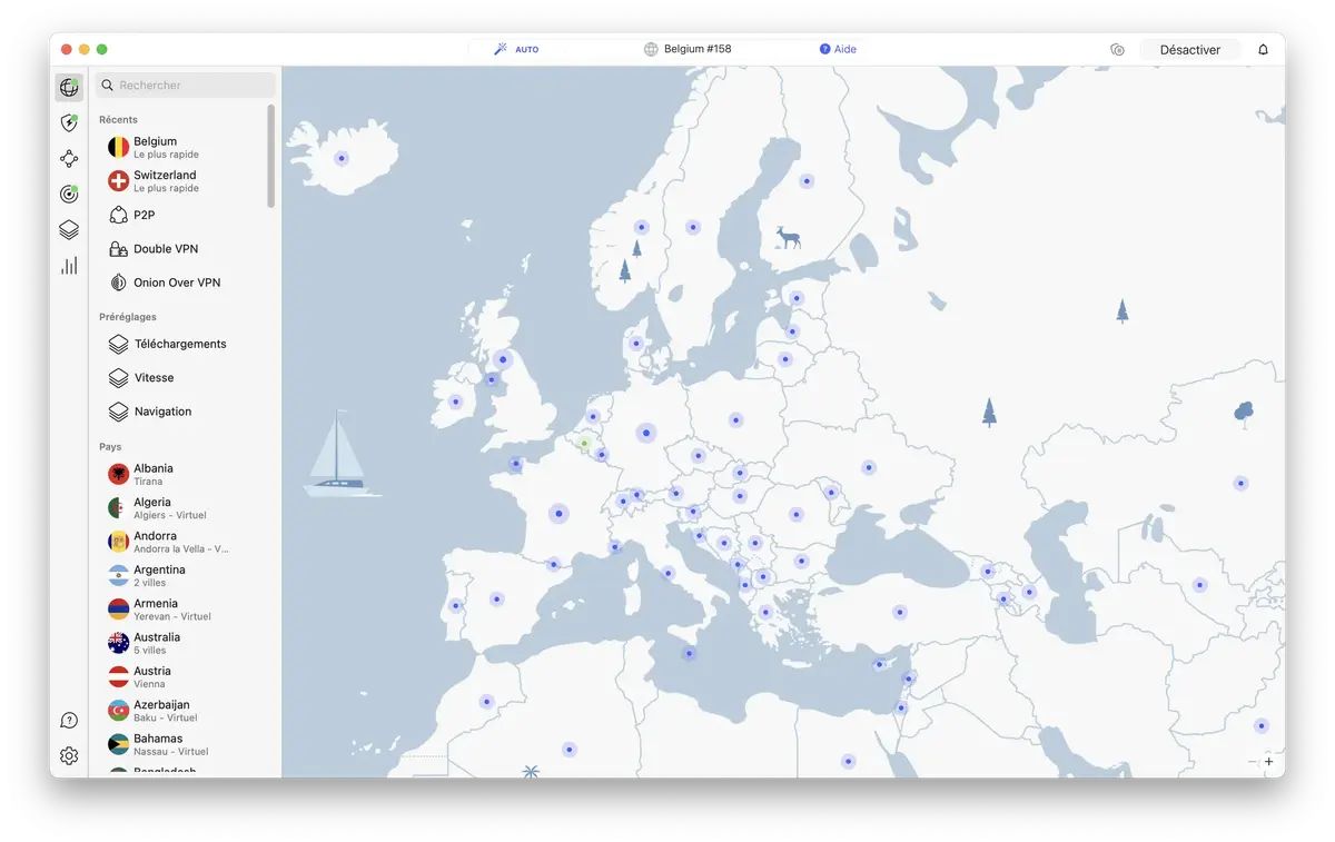 NordVPN interface Mac