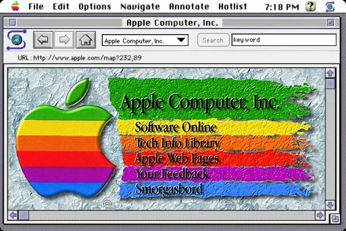 Site web d'Apple en 1994.