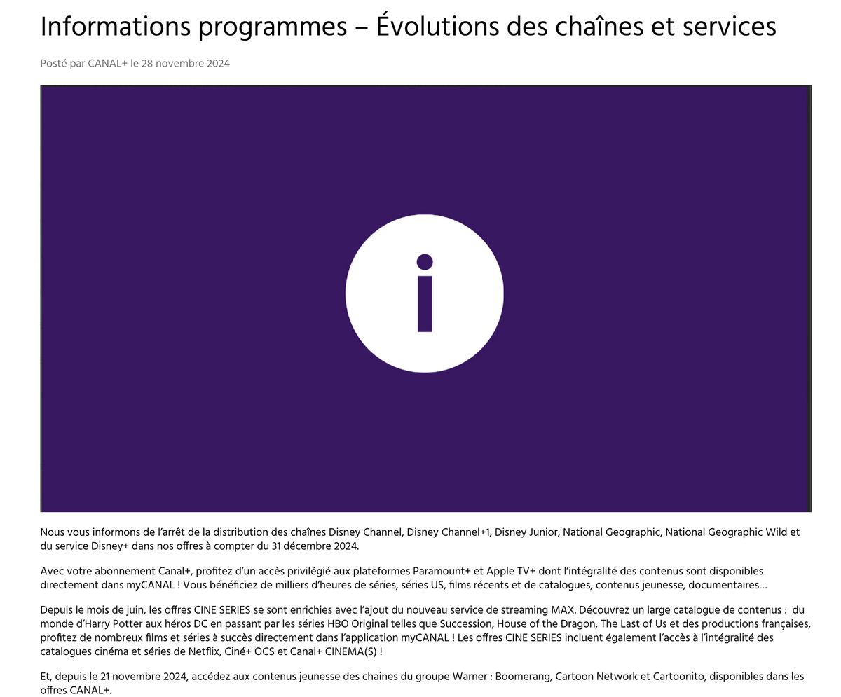 Rupture actée pour Canal+ et Disney+