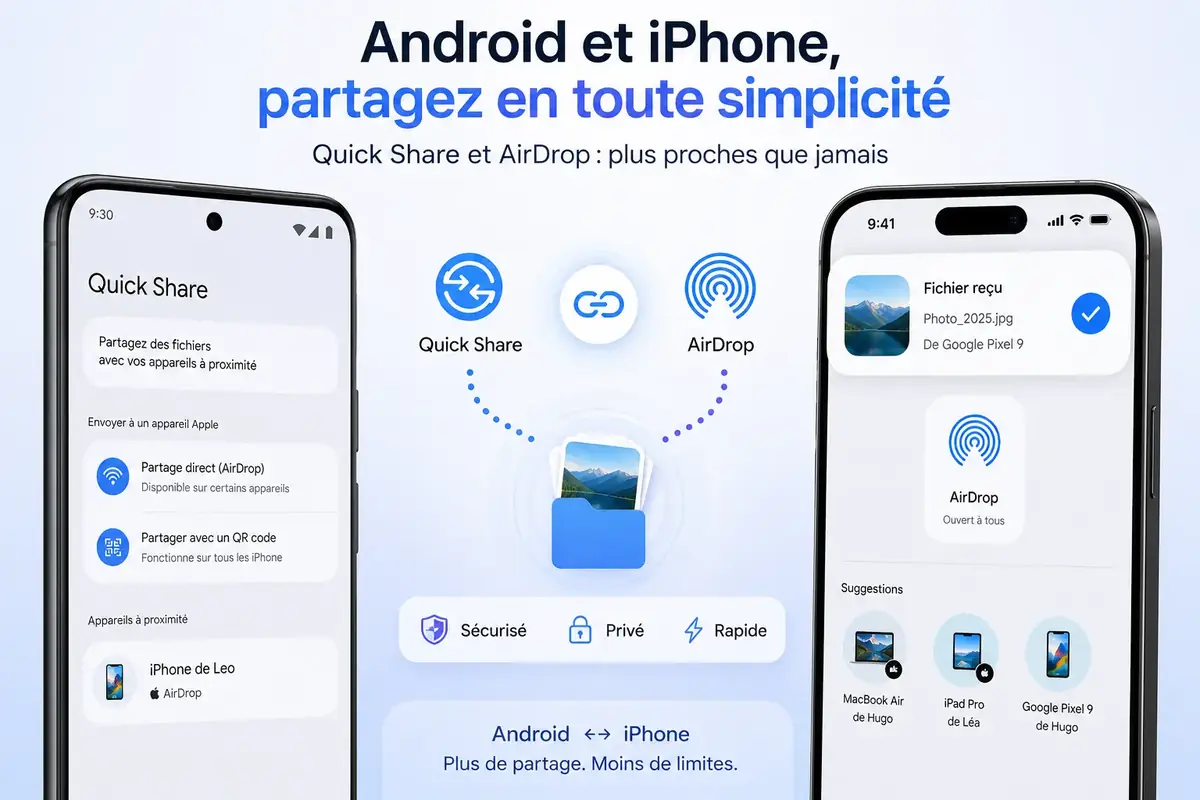 Simplification des &eacute;changes entre Android et iPhone&nbsp;: un nouveau syst&egrave;me de partage