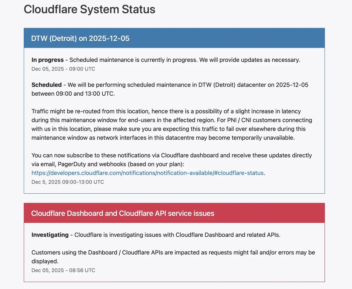 Perplexity, Canvas, Linkedin... Cloudflare est encore en panne ce 5 décembre