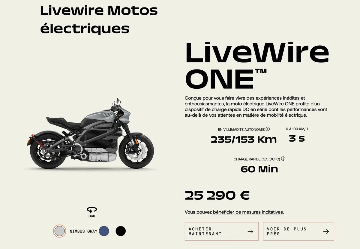 La moto électrique LiveWire One (Harley-Davidson) arrive en Europe à 25 290 € !