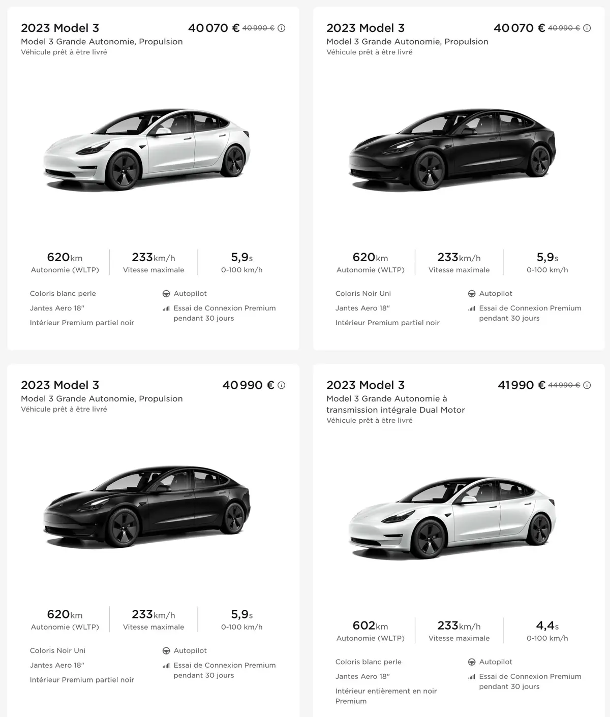 Des Tesla Model 3 Grande Autonomie entre 40 et 42 000€ ! Avec 10 000Km de charge gratuite