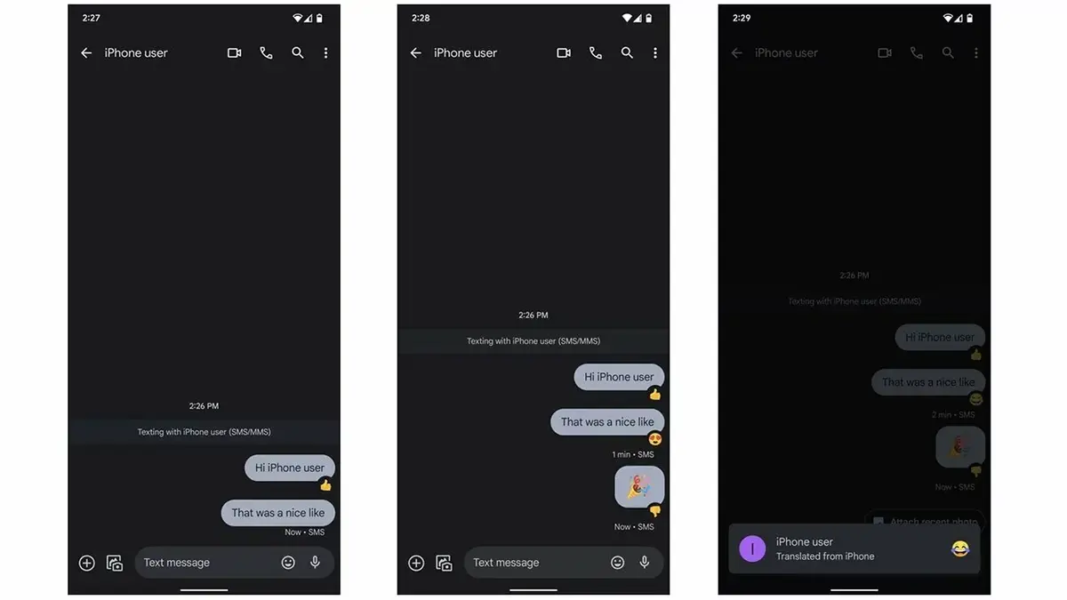 Google : Android retranscrit enfin les réactions des iMessages !