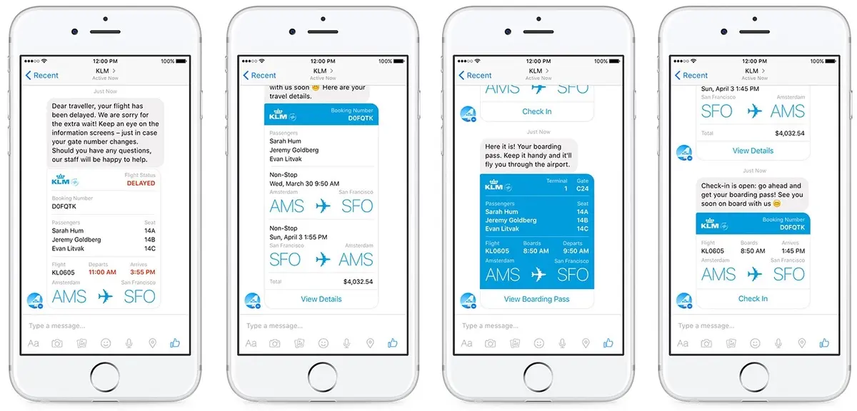 KLM envoie ses cartes d'embarquement sur Facebook Messenger