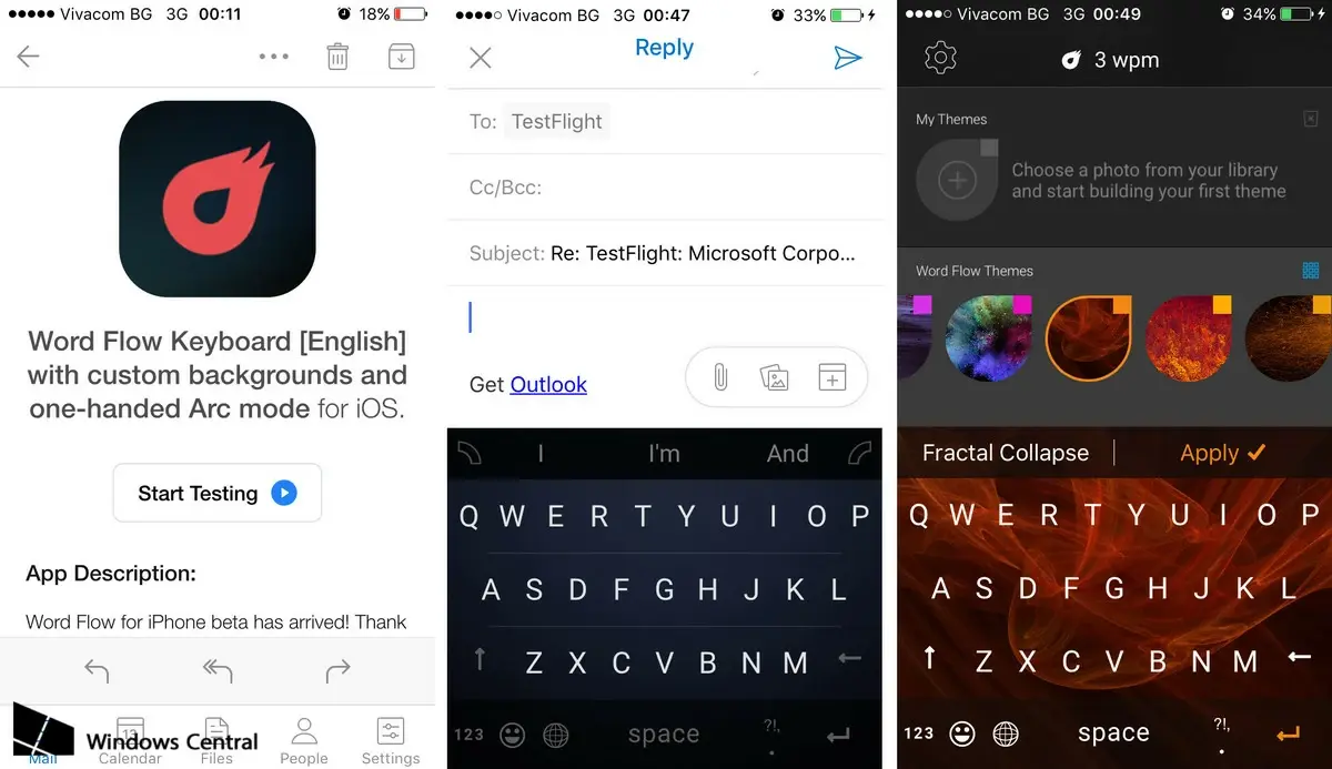 Un aperçu du nouveau clavier "Word Flow" de Microsoft pour l'iPhone