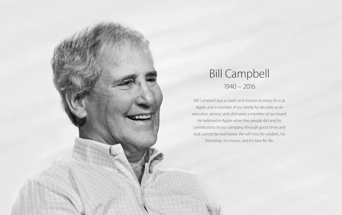 Apple rend hommage à Bill Campbell, l'ancien mentor de Steve Jobs