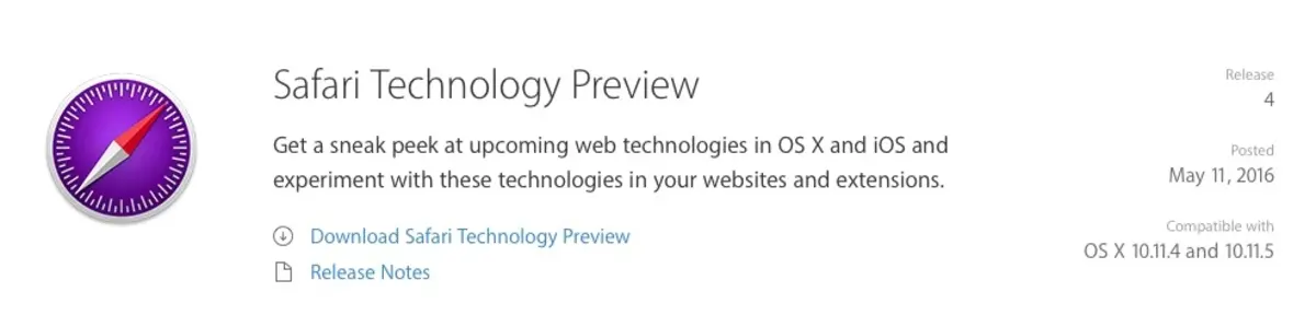 Safari Technology Preview 4 זמין