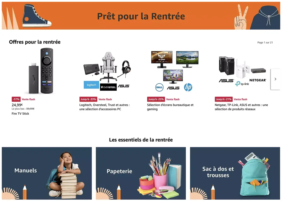 Amazon lance une boutique dédiée "Prêt pour la rentrée"