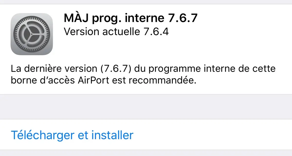 Mise à jour "7.6.7" disponible pour les bornes AirPort (Express, Extreme, Time Capsule)